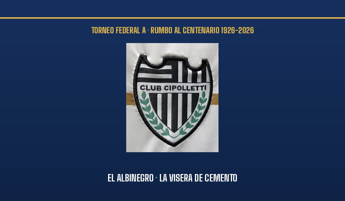 Gráfica del Club Cipolletti en el año de su Centenario, identidad albinegra, Torneo Federal A