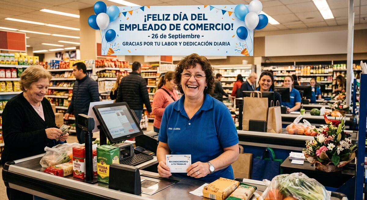 Empleado de comercio atendiendo a un cliente en un local de Cipolletti